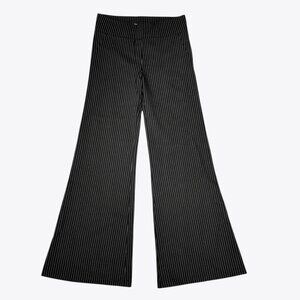 Betabrand Dress Pant Yoga Pants Stretchy Black Stripes, Wide Leg - M